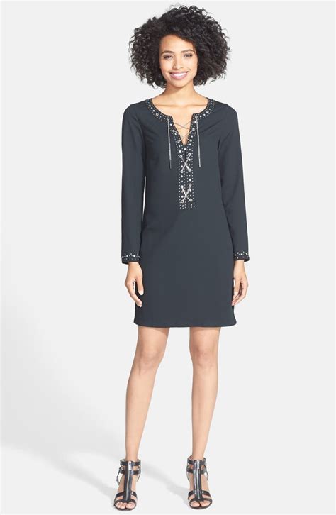 michael kors chain lace up dress|michael kors shift dress.